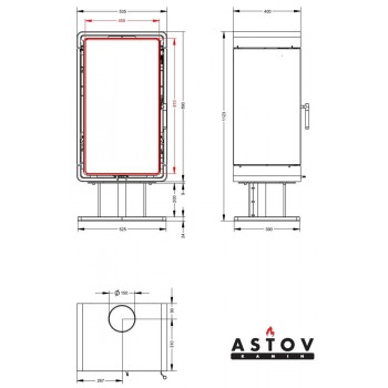 Печь камин Astov Куб ПК 4581 Кам. на низкой ноге