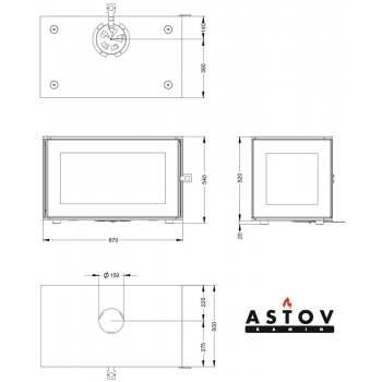 Печь камин Astov КУБ 3С 800