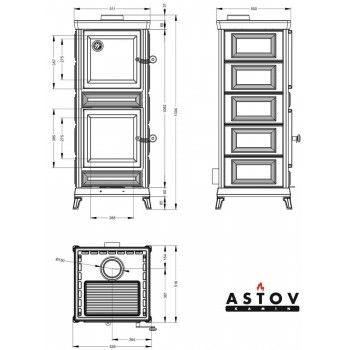 Печь камин Astov Майолика с духовкой Красная