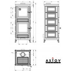 Печь камин Astov Майолика с духовкой Чёрная
